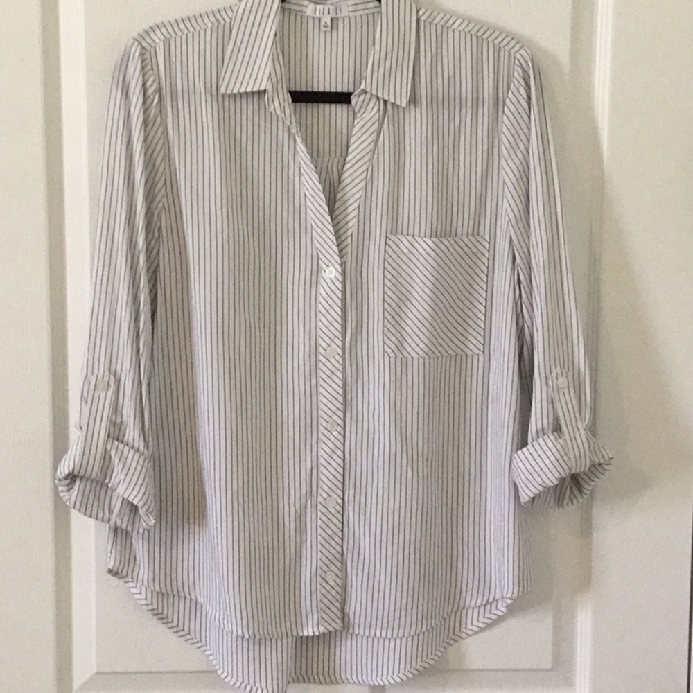 Lila Li men’s style pocket front blouse